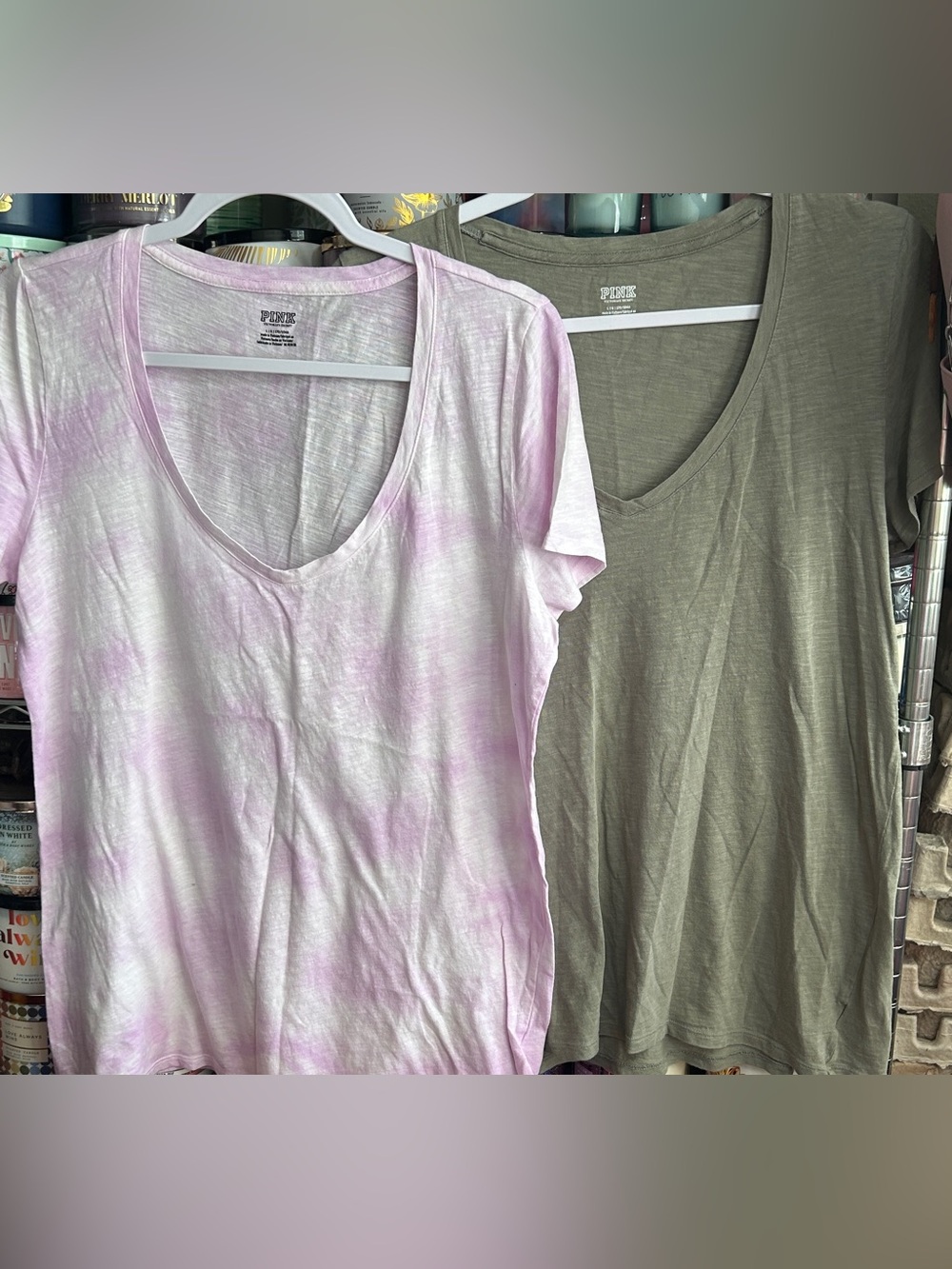 2-VS PINK LIGHTWEIGHT V NECK TEES